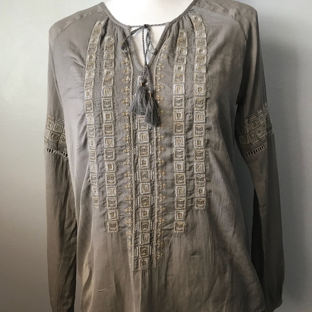 Lucky Brand Pewter Peasant Top